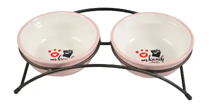 Купить mr.kranch миски двойные на подставке керамические для собак и кошек, розовые
