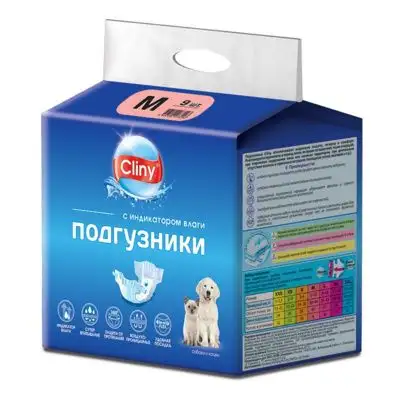 Купить cliny подгузники для кошек и собак 5-10 кг размер m