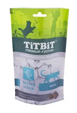 TITBIT Лакомства для кошек хрустящие подушечки, с мясом утки для чистки зубов